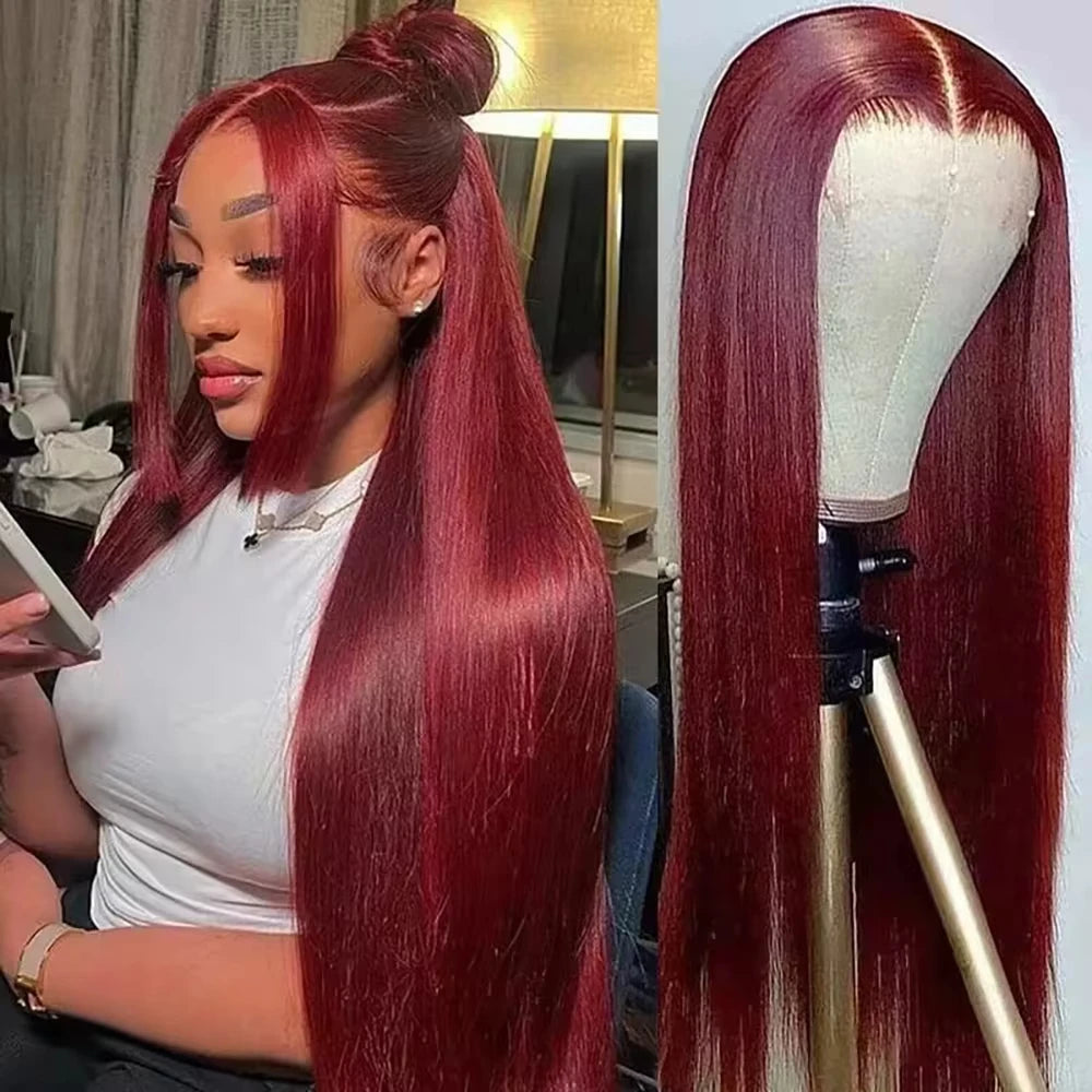 Perruque rouge, Lace HD cheveux humains 100 % ( longueur 55 cm )